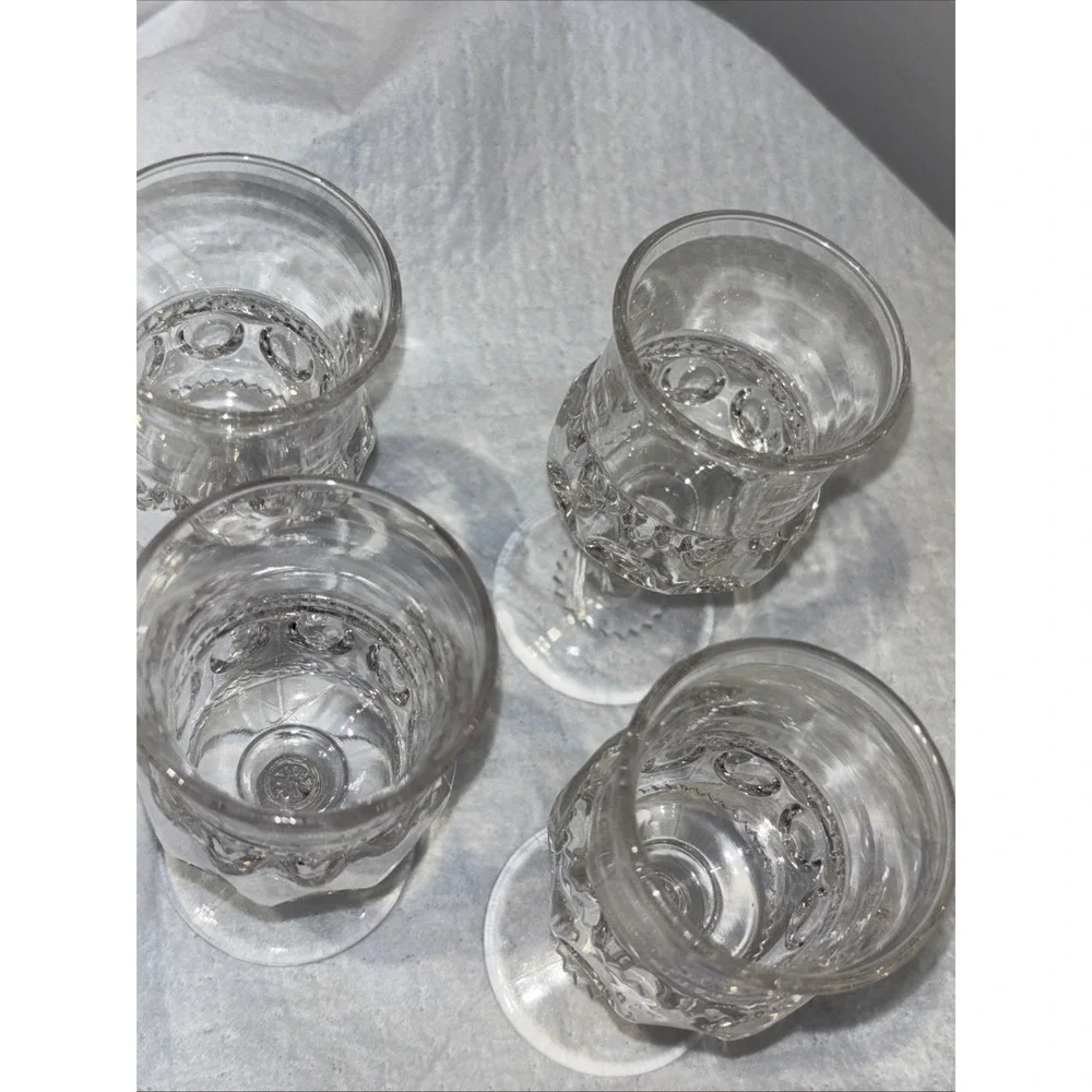 Tiffin Glass kings‎ Crown Franciscan Set of 4 Thumbprint Cordials